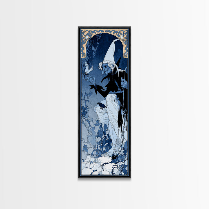 The Frost Goblin, Decadent Line Art, Tall Narrow Wall Art, Dark Fantasy Wall Art, Canvas Print, Halloween Wall Art