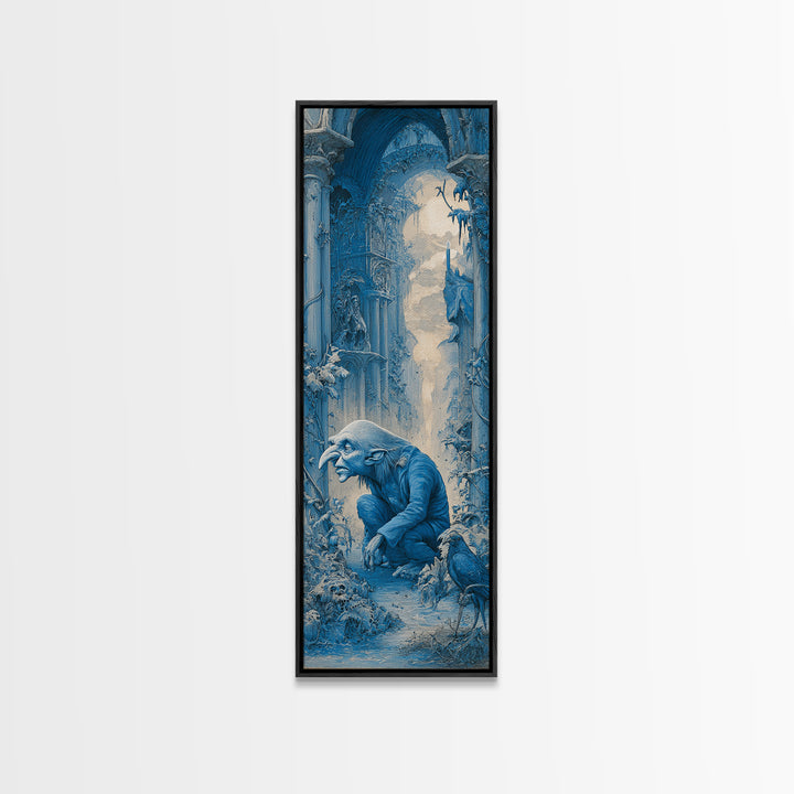 The Frost Goblin, Surreal Apocalyptic Art, Tall Narrow Wall Art, Dark Halloween Decor, Canvas Print, Halloween Wall Art
