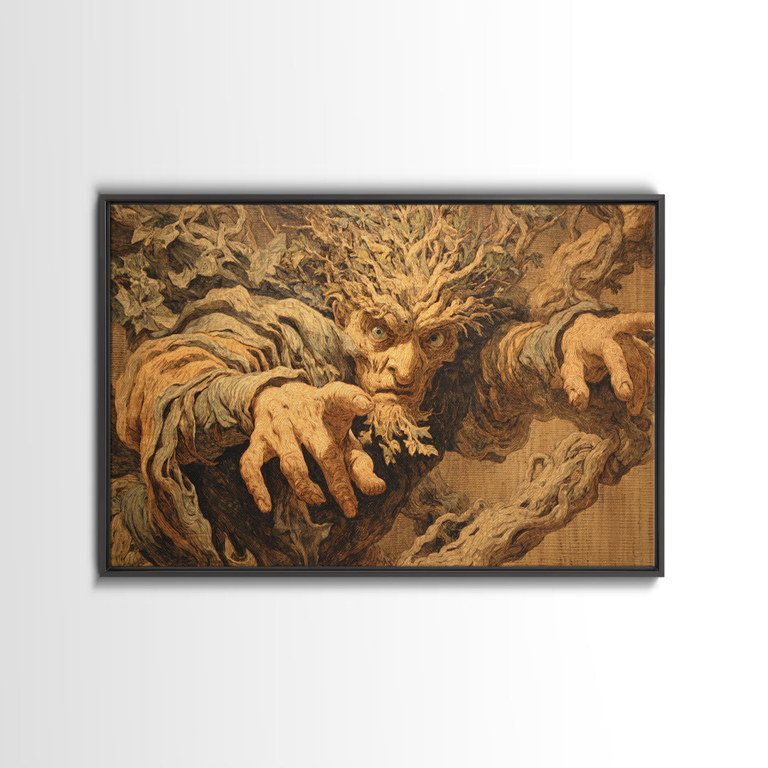The Hollow-Tree Monster, Dark Renaissance Art, Landscape Wall Art, Gothic Horror Wall Art, Framed Canvas Print