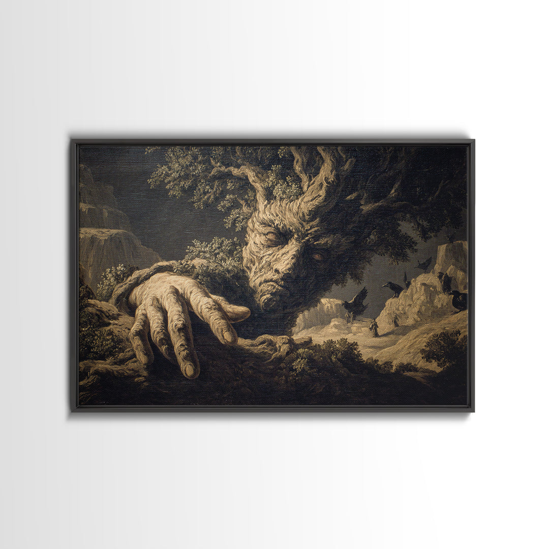 The Hollow-Tree Monster, Baroque Witchcraft Art, Landscape Wall Art, Dark Halloween Decor, Canvas Print, Halloween Wall Art