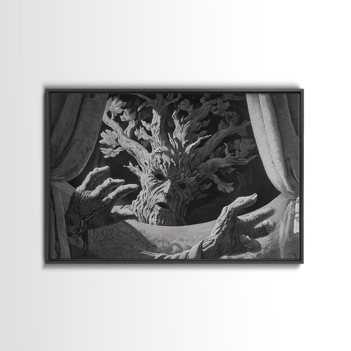 The Hollow-Tree Monster, Visionary Gothic Art, Landscape Wall Art, Dark Fantasy Wall Art, Canvas Print, Halloween Wall Art