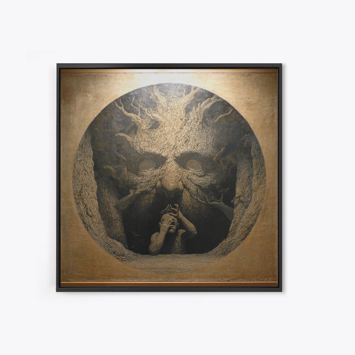 The Hollow-Tree Monster, Symbolist Dream Art, Square Wall Art, Macabre Wall Art, Framed Canvas Print, Halloween Wall Art