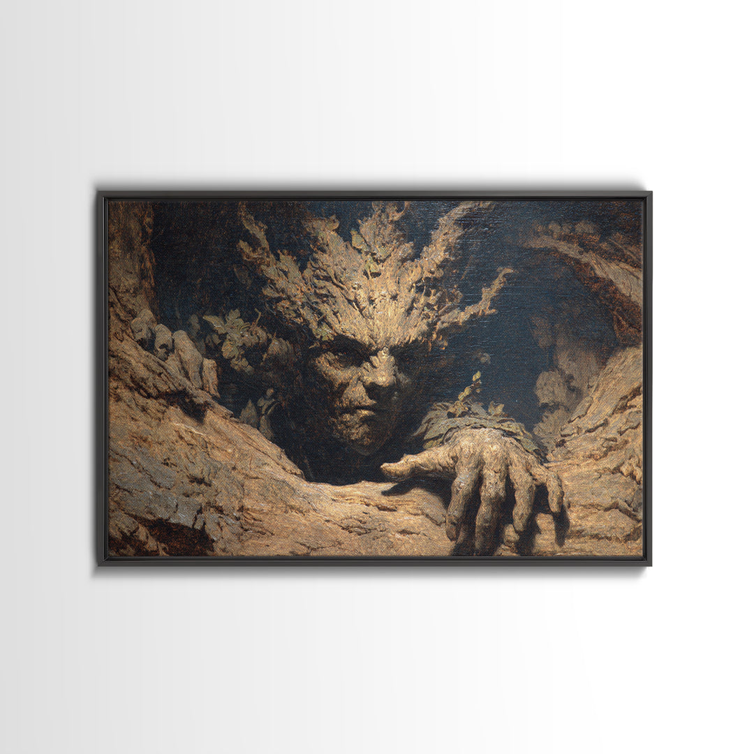 The Hollow-Tree Monster, Ornate Symbolist Art, Landscape Wall Art, Macabre Wall Art, Canvas Print, Halloween Wall Art