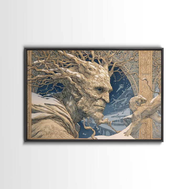 The Hollow-Tree Monster, Symbolist Death Art, Landscape Wall Art, Dark Halloween Decor, Canvas Print, Halloween Wall Art