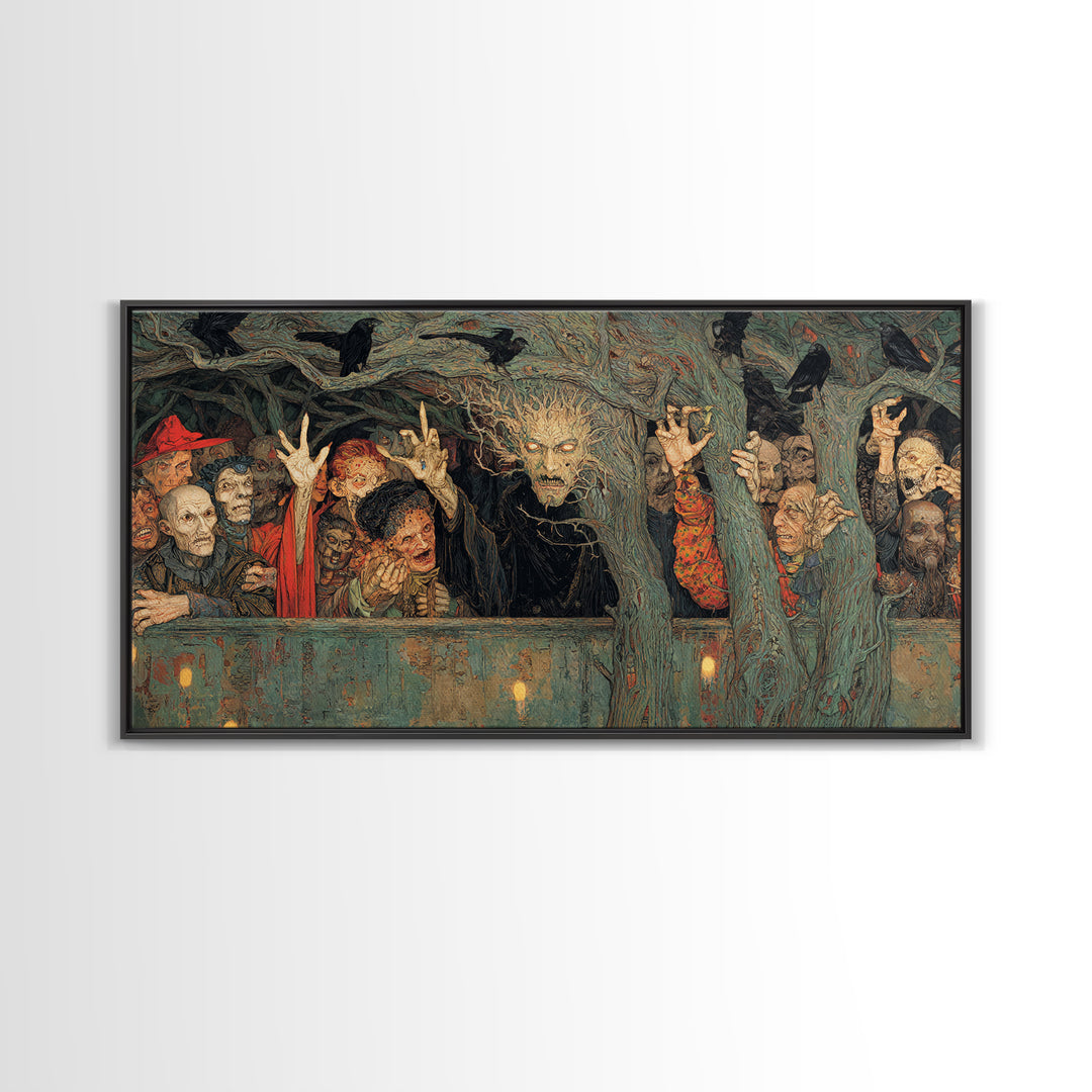 The Hollow-Tree Monster, Grotesque Carnival Art, Wide Panoramic Art, Dark Fantasy Wall Art, Canvas Print, Halloween Wall Art