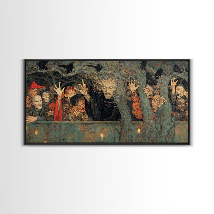 The Hollow-Tree Monster, Grotesque Carnival Art, Wide Panoramic Art, Dark Fantasy Wall Art, Canvas Print, Halloween Wall Art