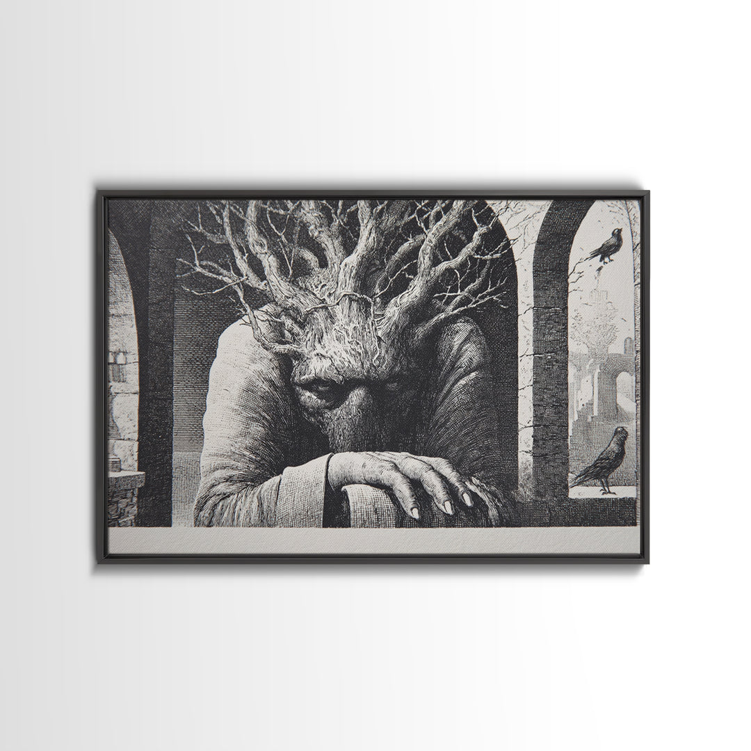 The Hollow-Tree Monster, Victorian Macabre Art, Landscape Wall Art, Macabre Wall Art, Canvas Print, Halloween Wall Art