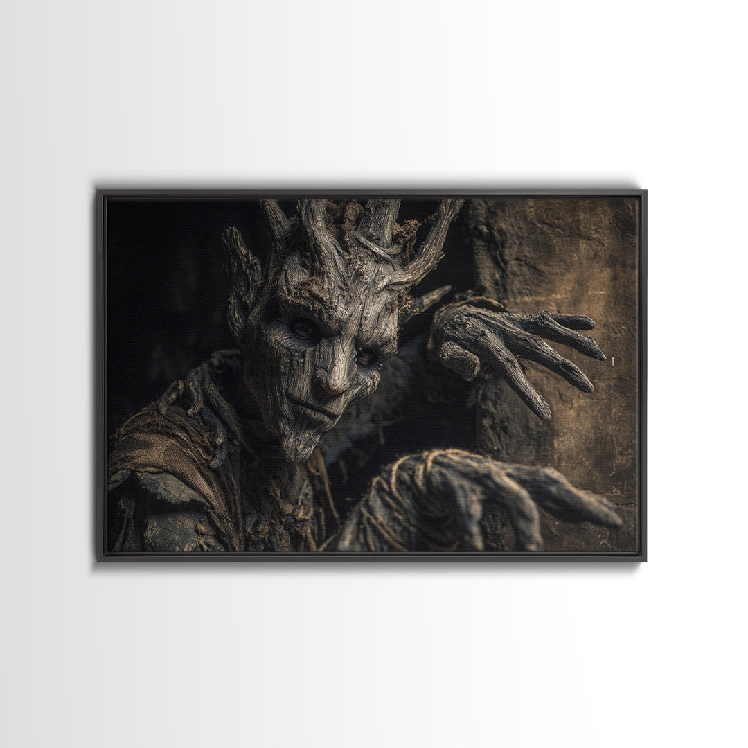 The Hollow-Tree Monster, Surreal Apocalyptic Art, Landscape Wall Art, Dark Halloween Decor, Canvas Print, Halloween Wall Art