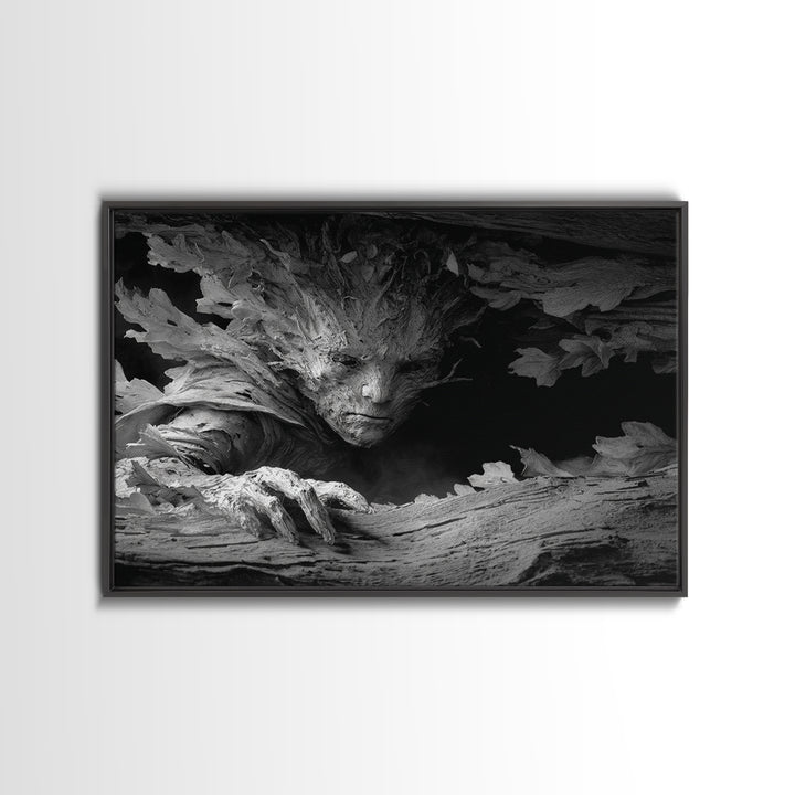 The Hollow-Tree Monster, Biomechanical Horror Art, Landscape Wall Art, Dark Fantasy Wall Art, Canvas Print, Halloween Wall Art