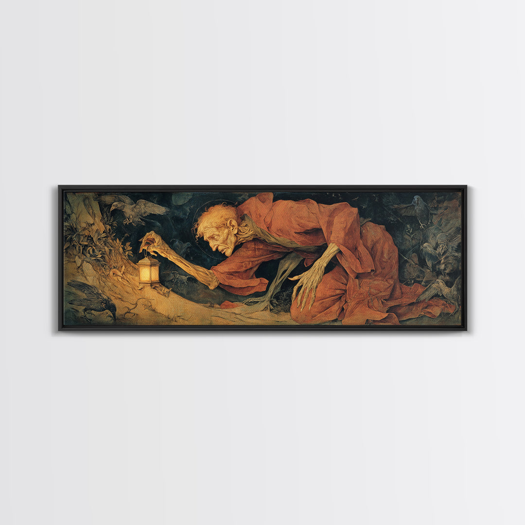 The Crossroads Spirit, Dark Renaissance Art, Extra Wide Wall Art, Gothic Horror Wall Art, Framed Canvas Print, Halloween Wall Art