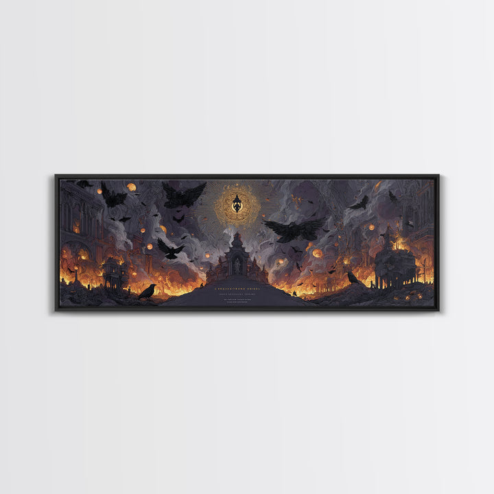 The Crossroads Spirit, Apocalyptic Romantic Art, Extra Wide Wall Art, Dark Halloween Decor, Canvas Print, Halloween Wall Art