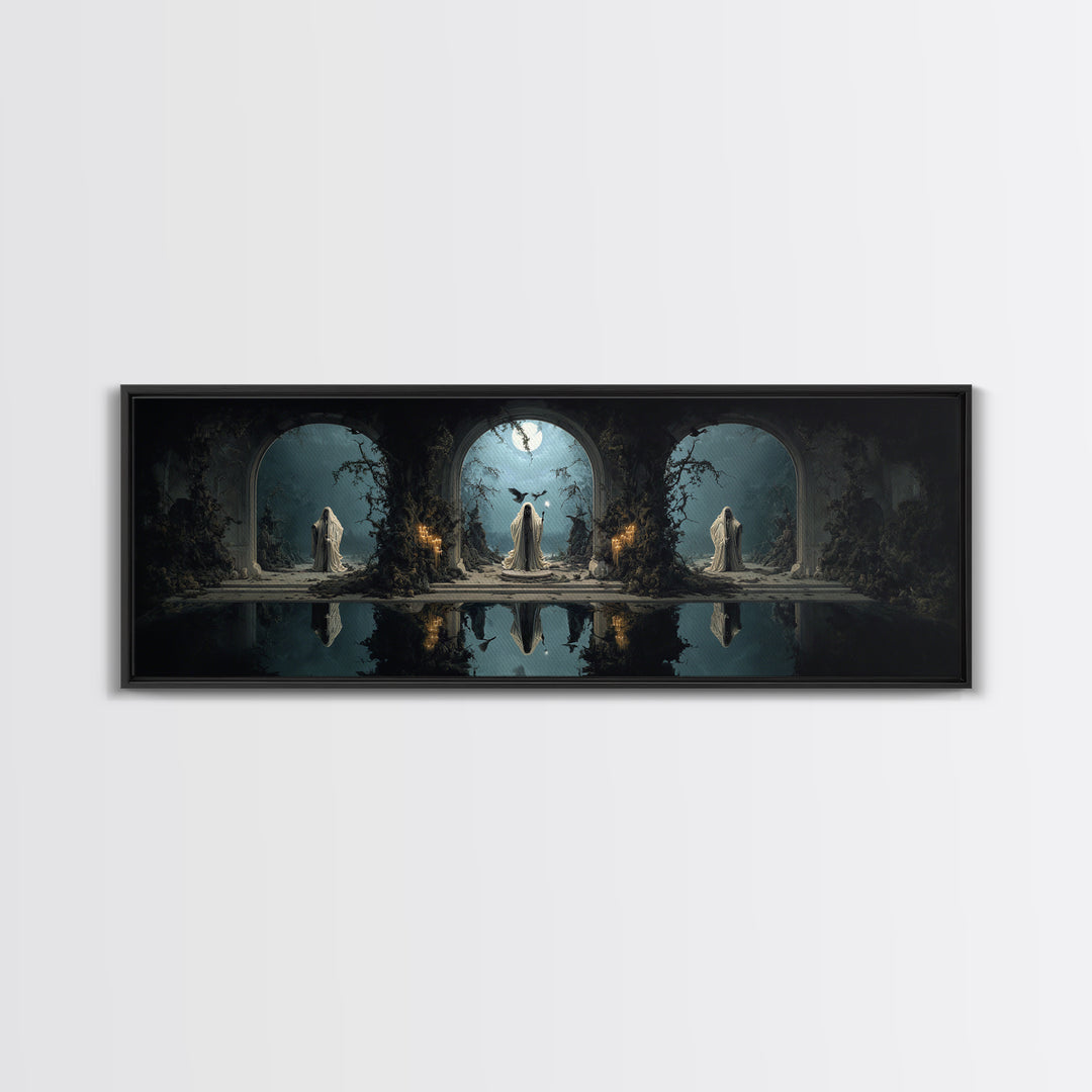 The Crossroads Spirit, Symbolist Gothic Landscape, Extra Wide Wall Art, Dark Fantasy Wall Art, Canvas Print, Halloween Wall Art