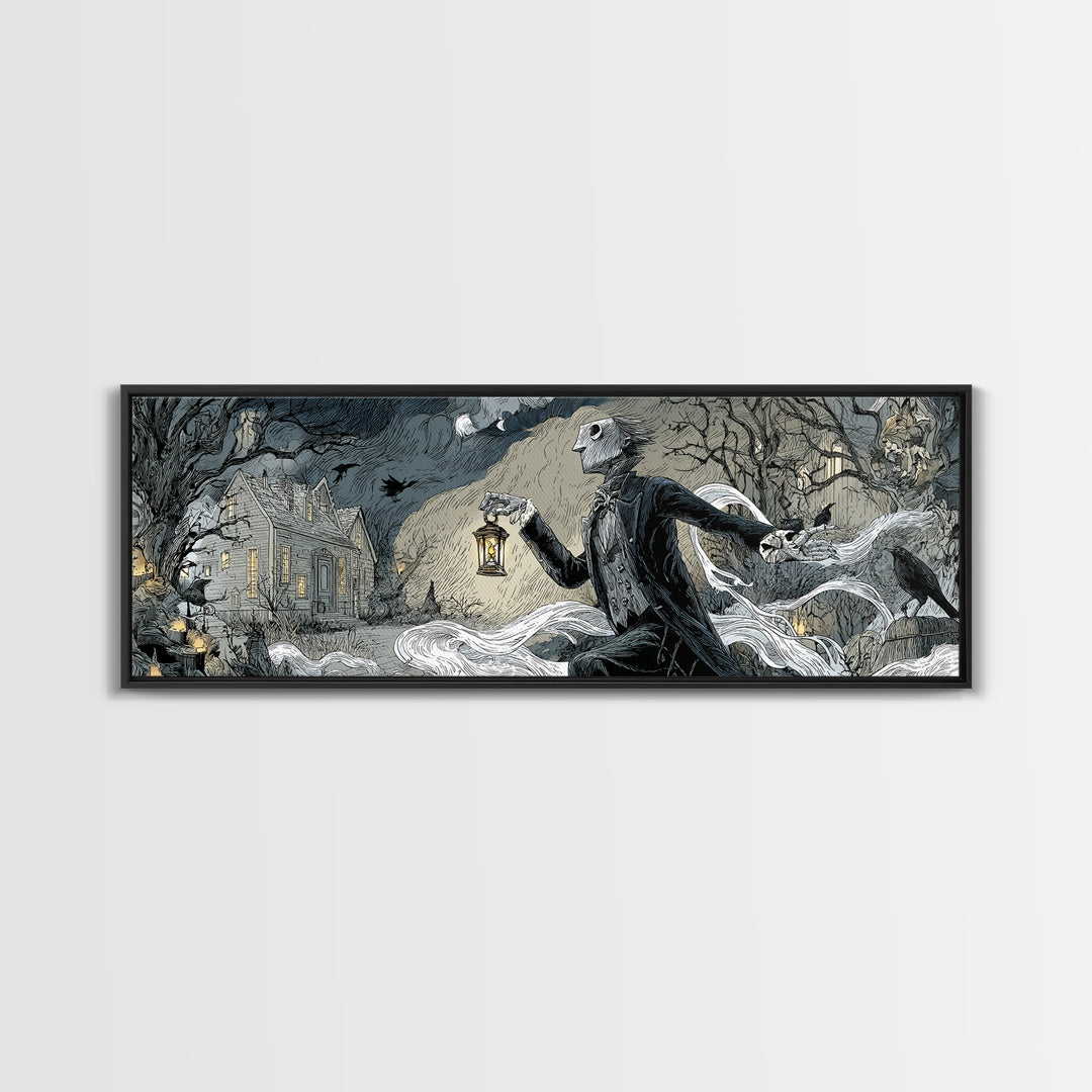 The Crossroads Spirit, Victorian Macabre Art, Extra Wide Wall Art, Macabre Wall Art, Framed Canvas Print, Halloween Wall Art