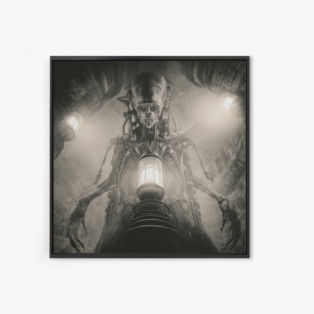 The Crossroads Spirit, Biomechanical Horror Art, Square Wall Art, Dark Fantasy Wall Art, Canvas Print, Halloween Wall Art, Gothic Home Decor