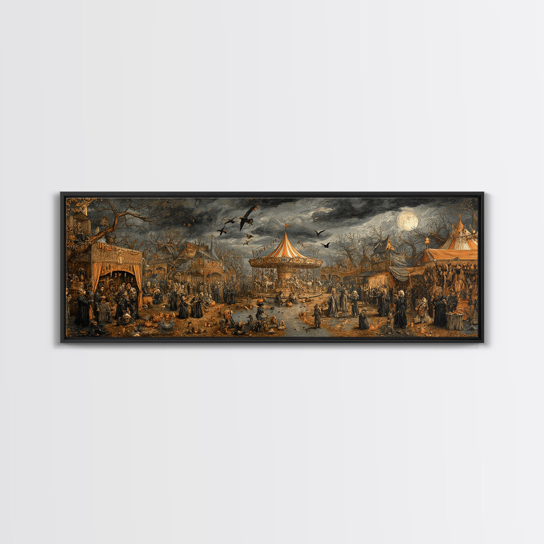 The Abandoned Carnival, Medieval Grotesque Art, Extra Wide Wall Art, Macabre Wall Art, Canvas Print, Halloween Wall Art