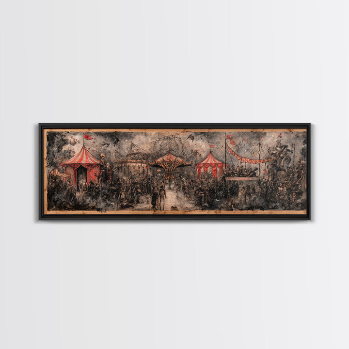 The Abandoned Carnival, Symbolist Dream Art, Extra Wide Wall Art, Gothic Horror Wall Art, Canvas Print, Halloween Wall Art