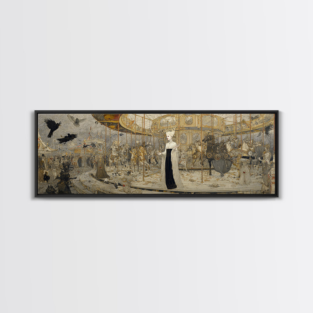 The Abandoned Carnival, Symbolist Death Art, Extra Wide Wall Art, Gothic Horror Wall Art, Framed Canvas Print, Halloween Wall Art