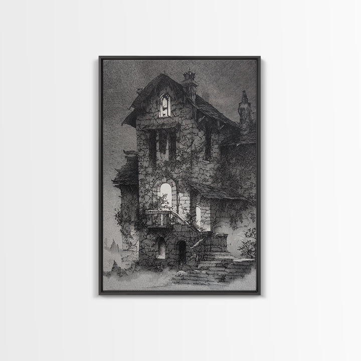 The Haunted Manor, Victorian Macabre Art, Vertical Wall Art, Dark Halloween Decor, Canvas Print, Halloween Wall Art, Macabre Wall Art
