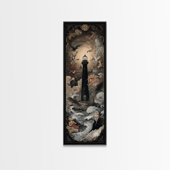 The Cursed Lighthouse, Gothic Nightmare Art, Tall Narrow Wall Art, Gothic Horror Wall Art, Canvas Print, Halloween Wall Art