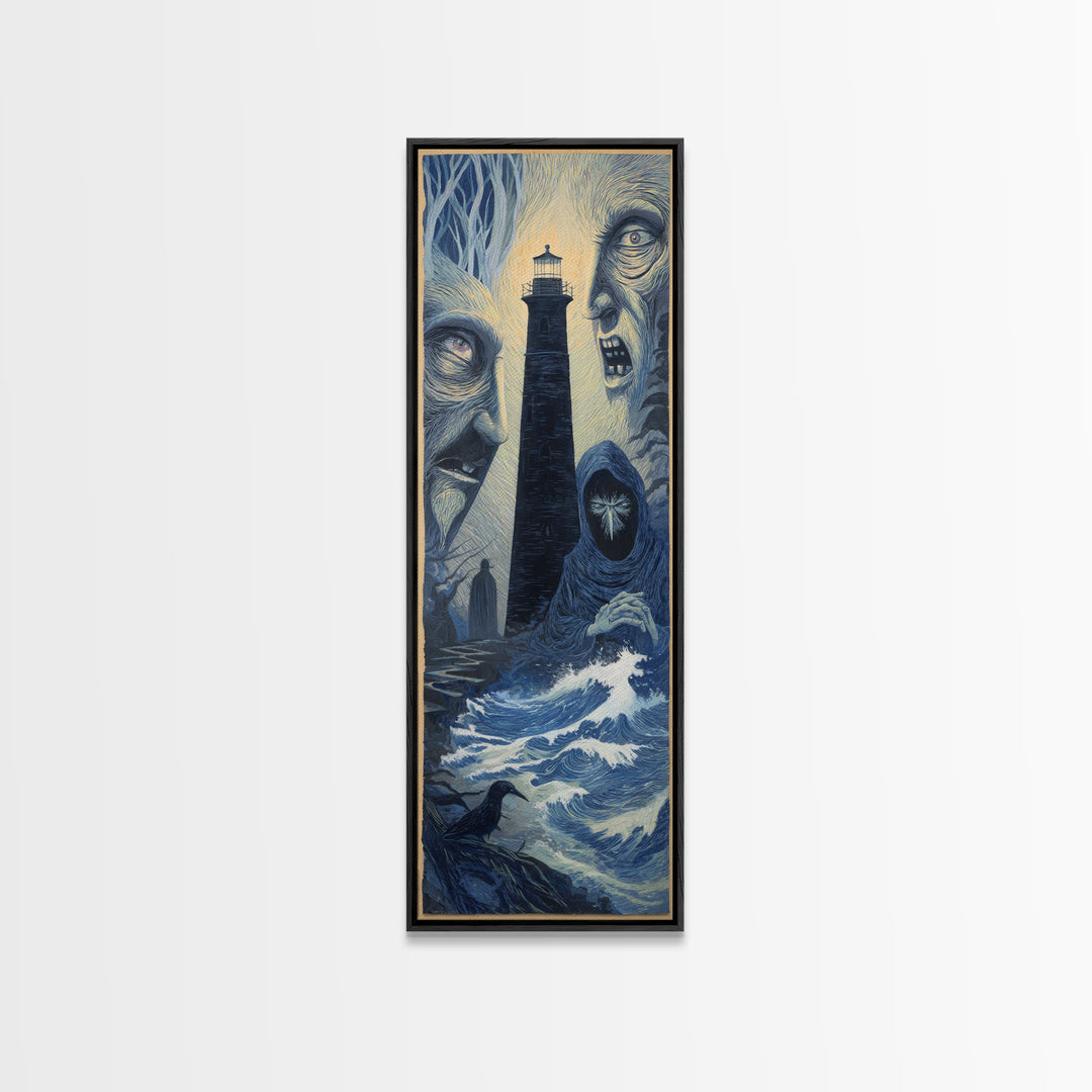 The Cursed Lighthouse, Expressionist Gothic Art, Tall Narrow Wall Art, Gothic Horror Wall Art, Canvas Print, Halloween Wall Art
