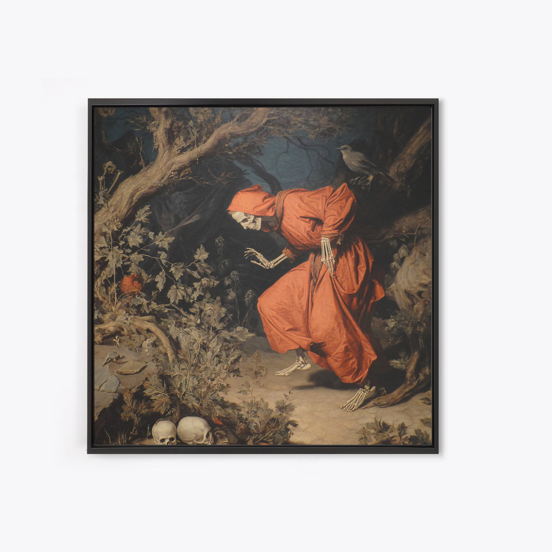 The Witch'S Forest, Danse Macabre Art, Square Wall Art, Dark Halloween Decor, Canvas Print, Halloween Wall Art