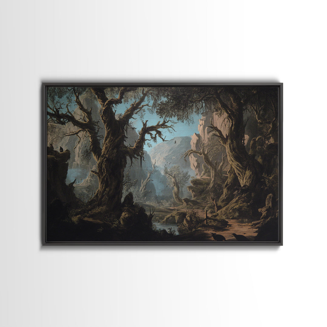 The Witch'S Forest, Baroque Witchcraft Art, Landscape Wall Art, Macabre Wall Art, Framed Canvas Print, Halloween Wall Art