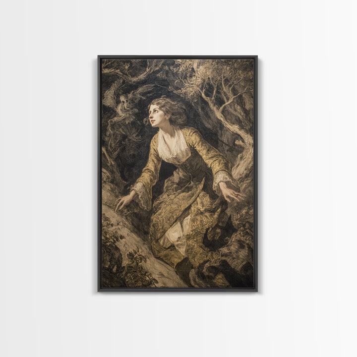The Witch'S Forest, Dark Romantic Horror Art, Vertical Wall Art, Macabre Wall Art, Canvas Print, Halloween Wall Art, Dark Fantasy Art