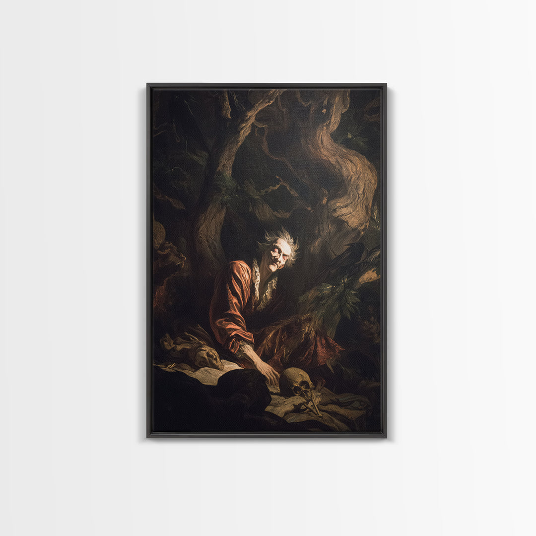The Witch'S Forest, Gothic Nightmare Art, Vertical Wall Art, Dark Halloween Decor, Framed Canvas Print, Halloween Wall Art