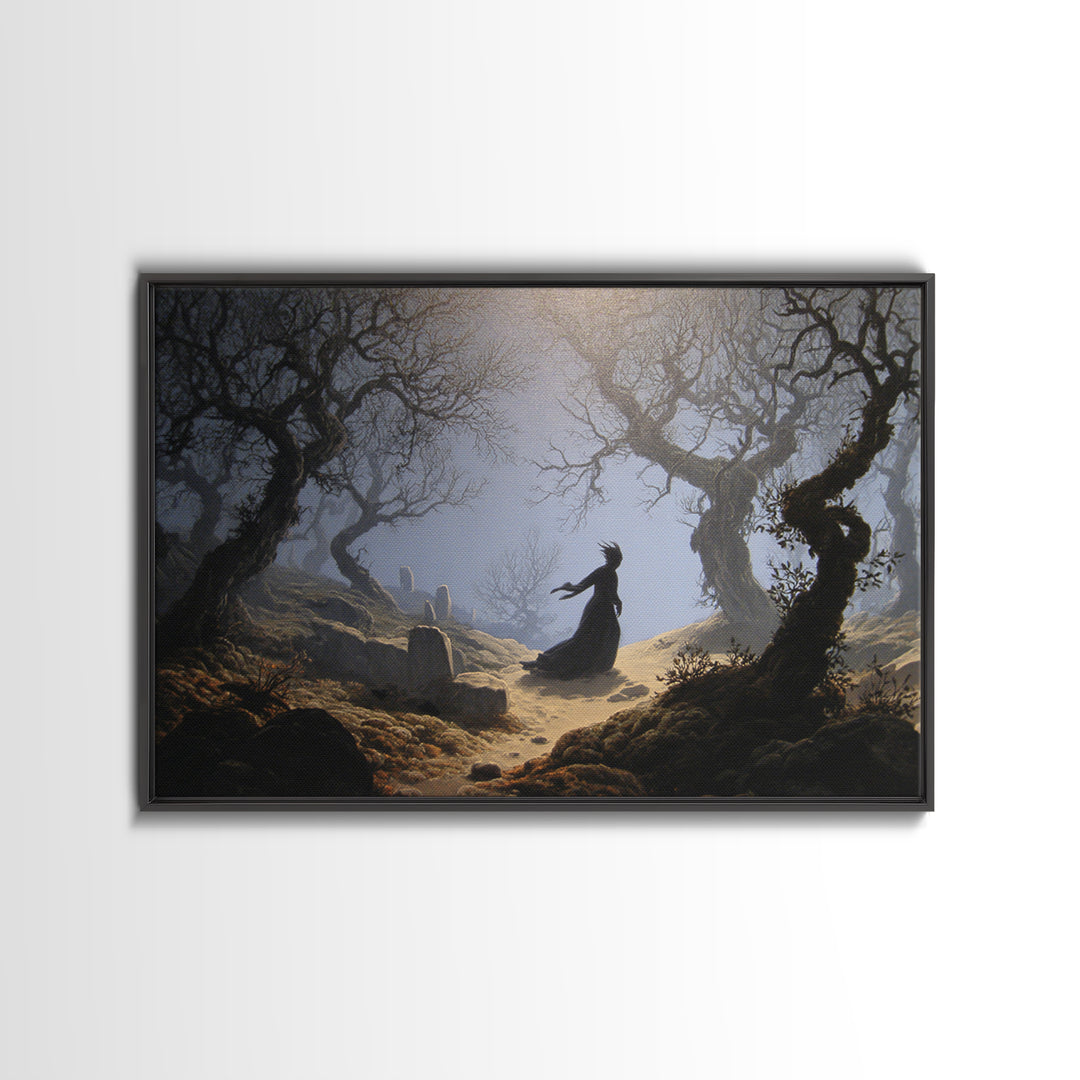 The Witch'S Forest, Romantic Gothic Landscape, Landscape Wall Art, Dark Fantasy Wall Art, Framed Canvas Print, Halloween Wall Art