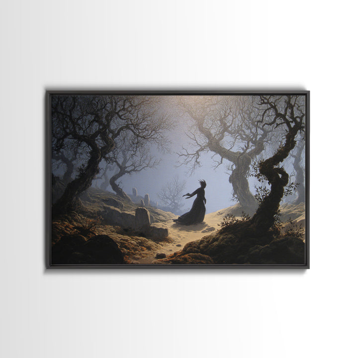 The Witch'S Forest, Romantic Gothic Landscape, Landscape Wall Art, Dark Fantasy Wall Art, Framed Canvas Print, Halloween Wall Art