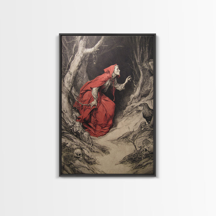 The Witch'S Forest, Decadent Gothic Art, Vertical Wall Art, Dark Fantasy Wall Art, Canvas Print, Halloween Wall Art