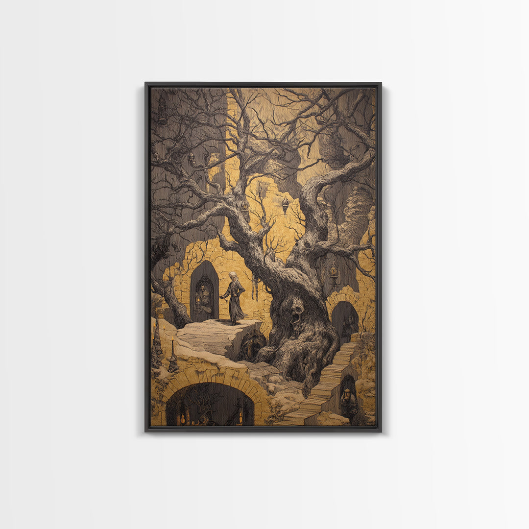 The Witch'S Forest, Victorian Macabre Art, Vertical Wall Art, Macabre Wall Art, Canvas Print, Halloween Wall Art, Gothic Home Decor