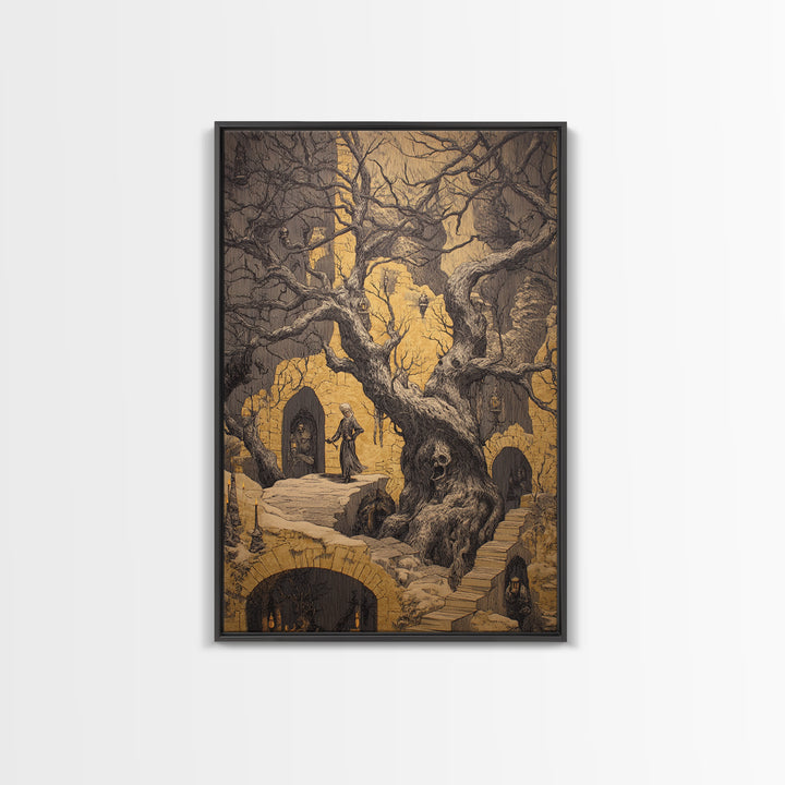 The Witch'S Forest, Victorian Macabre Art, Vertical Wall Art, Macabre Wall Art, Canvas Print, Halloween Wall Art, Gothic Home Decor