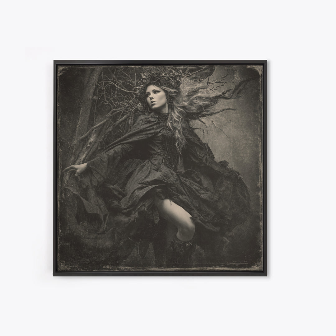 The Witch'S Forest, Biomechanical Horror Art, Square Wall Art, Dark Fantasy Wall Art, Canvas Print, Halloween Wall Art, Seasonal Home Decor