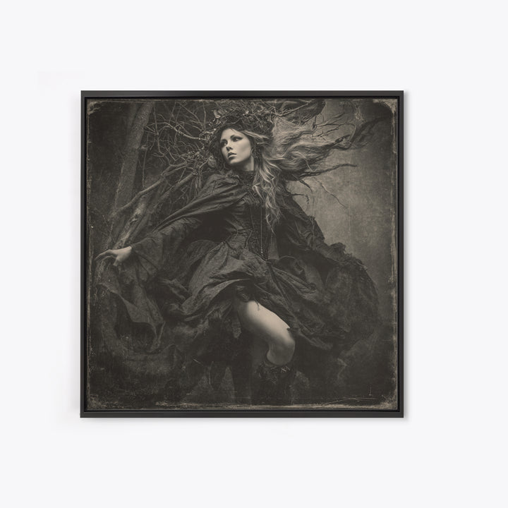 The Witch'S Forest, Biomechanical Horror Art, Square Wall Art, Dark Fantasy Wall Art, Canvas Print, Halloween Wall Art, Seasonal Home Decor
