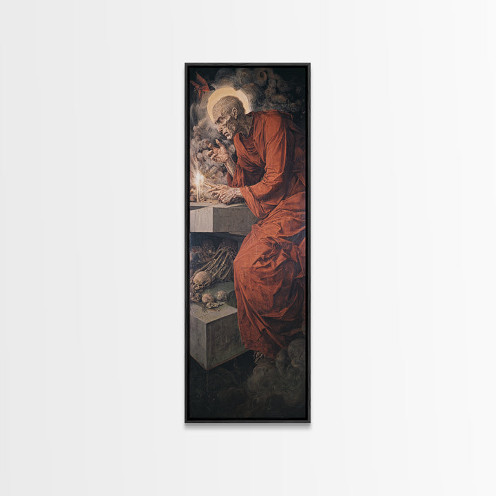 The Forgotten Crypt, Dark Renaissance Art, Tall Narrow Wall Art, Macabre Wall Art, Canvas Print, Halloween Wall Art