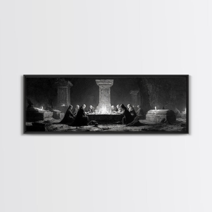 The Forgotten Crypt, Dark Romantic Horror Art, Extra Wide Wall Art, Dark Fantasy Wall Art, Canvas Print, Halloween Wall Art