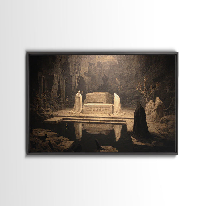 The Forgotten Crypt, Symbolist Gothic Landscape, Landscape Wall Art, Dark Halloween Decor, Canvas Print, Halloween Wall Art