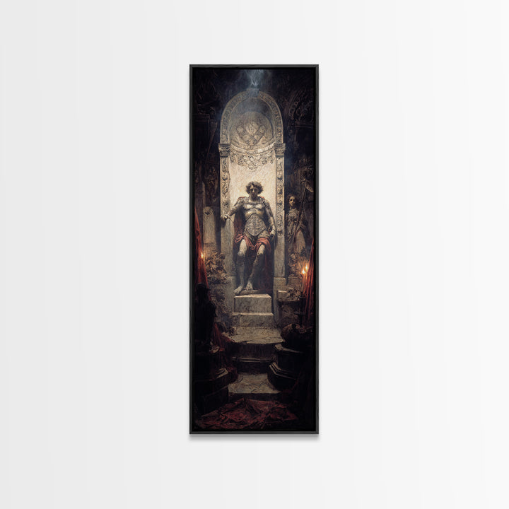 The Forgotten Crypt, Ornate Symbolist Art, Tall Narrow Wall Art, Dark Halloween Decor, Framed Canvas Print, Halloween Wall Art