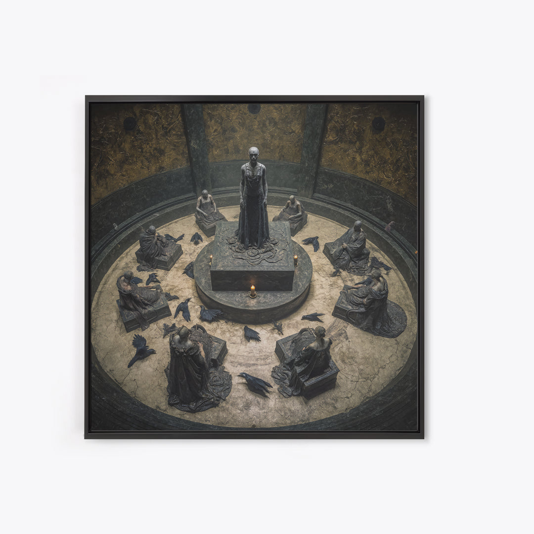 The Forgotten Crypt, Dark Symbolist Art, Square Wall Art, Macabre Wall Art, Canvas Print, Halloween Wall Art, Horror Wall Art
