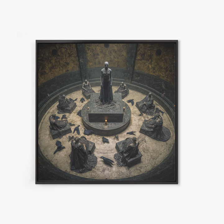The Forgotten Crypt, Dark Symbolist Art, Square Wall Art, Macabre Wall Art, Canvas Print, Halloween Wall Art, Horror Wall Art
