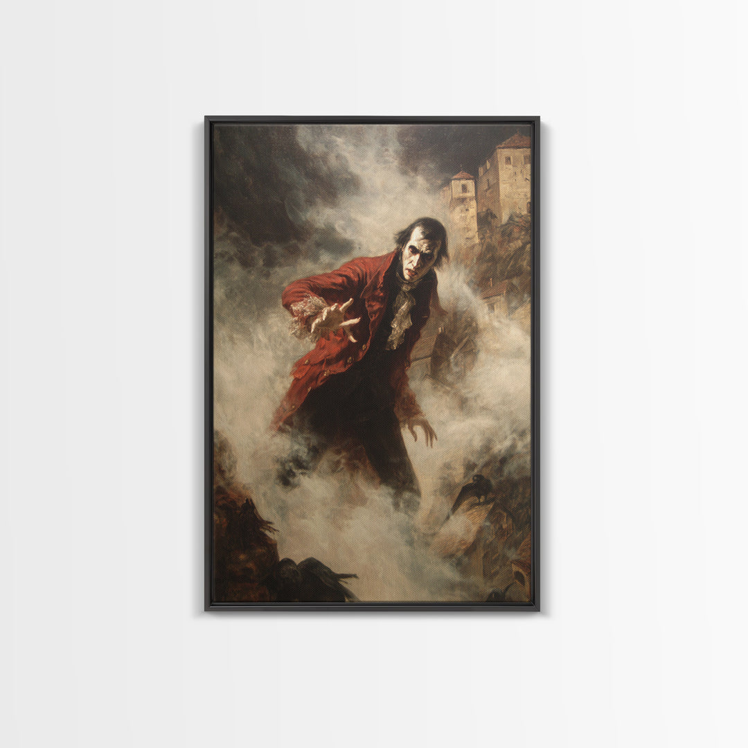 The Vampire Castle, Dark Romantic Horror Art, Vertical Wall Art, Macabre Wall Art, Canvas Print, Halloween Wall Art, Seasonal Home Decor