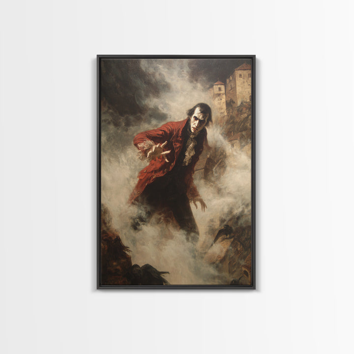 The Vampire Castle, Dark Romantic Horror Art, Vertical Wall Art, Macabre Wall Art, Canvas Print, Halloween Wall Art, Seasonal Home Decor