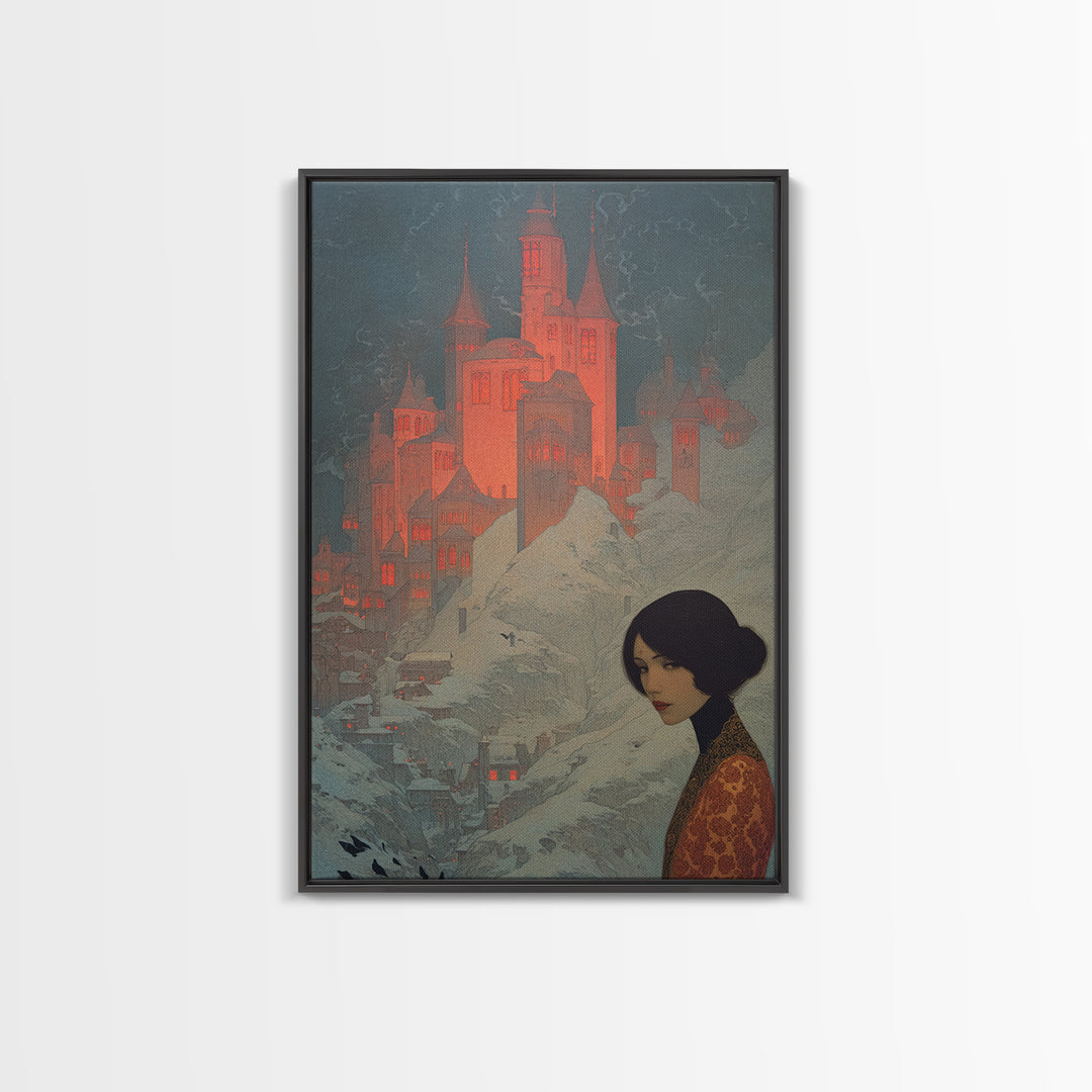 The Vampire Castle, Symbolist Death Art, Vertical Wall Art, Macabre Wall Art, Canvas Print, Halloween Wall Art, Horror Wall Art