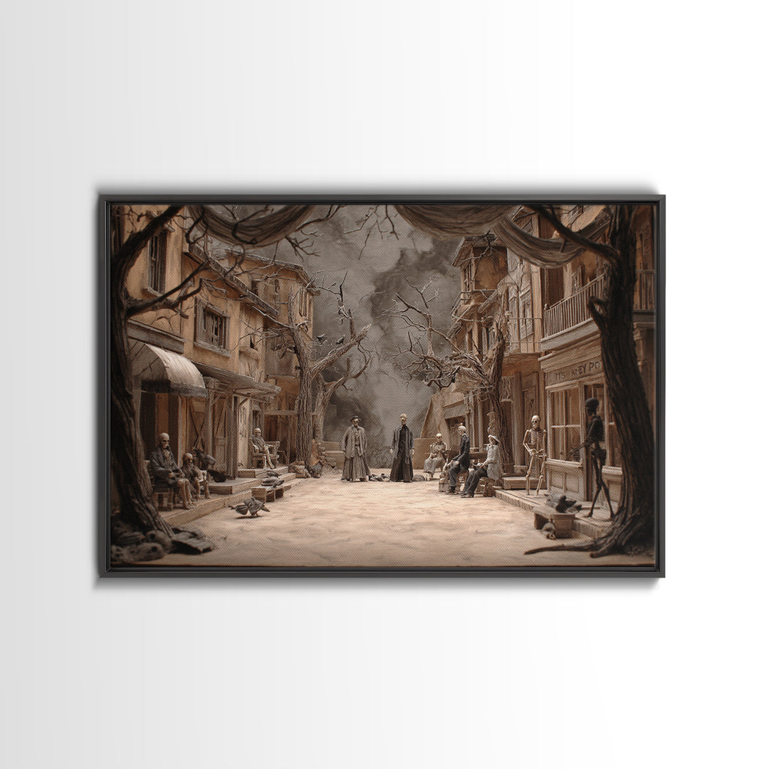 The Ghost Town Main Street, Danse Macabre Art, Landscape Wall Art, Macabre Wall Art, Canvas Print, Halloween Wall Art