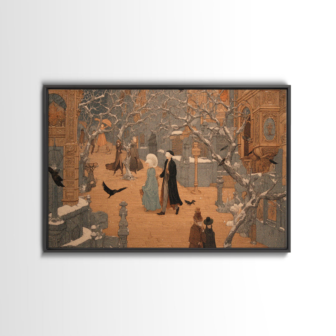The Ghost Town Main Street, Symbolist Death Art, Landscape Wall Art, Macabre Wall Art, Canvas Print, Halloween Wall Art