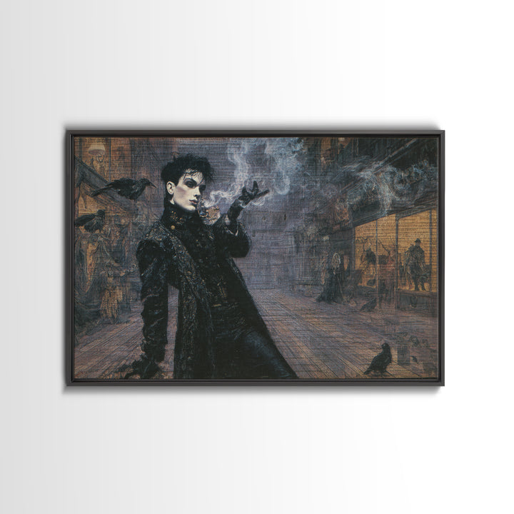 The Ghost Town Main Street, Dark Symbolist Art, Landscape Wall Art, Gothic Horror Wall Art, Framed Canvas Print