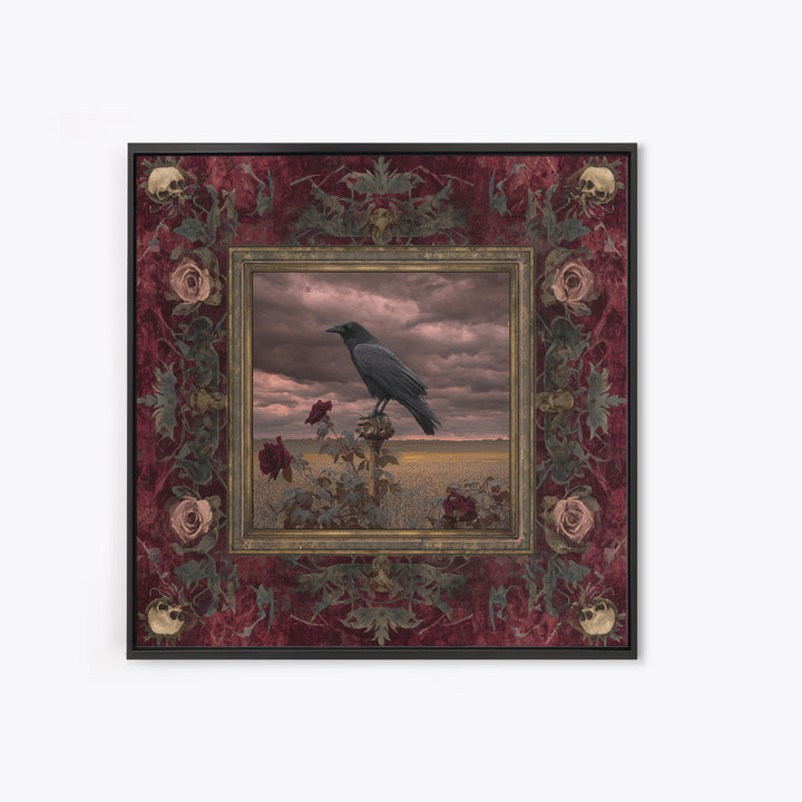 Storm Clouds over an Abandoned Field Canvas Print, Dark Art, Living Room Decor, Fine Art, Nocturne, Luxury Decor, DAR-1x1-14