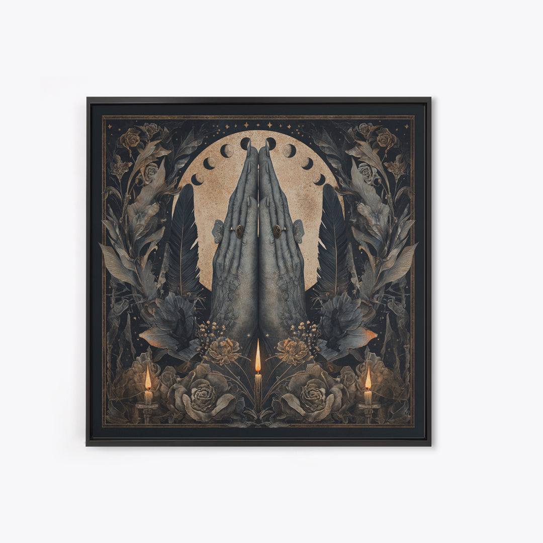 Occult Celestial Hands Canvas Print, Dark Art, Painting, Living Room Decor, Fine Art, Nocturne, Gothic Wall Art, Moody Wall Art, DAR-1x1-20