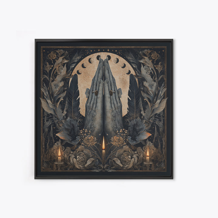 Occult Celestial Hands Canvas Print, Dark Art, Painting, Living Room Decor, Fine Art, Nocturne, Gothic Wall Art, Moody Wall Art, DAR-1x1-20